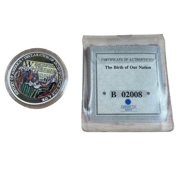 American Mint Birth of Our Nation Declaration of Independence Colored Coin - Picture 1 of 3